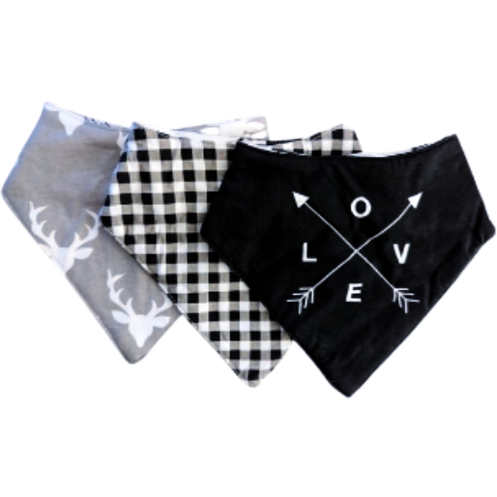 2-Sided 3-Pack Baby Bibs, Burp Cloths, Absorbent, Hypoallergenic, Boys Girls